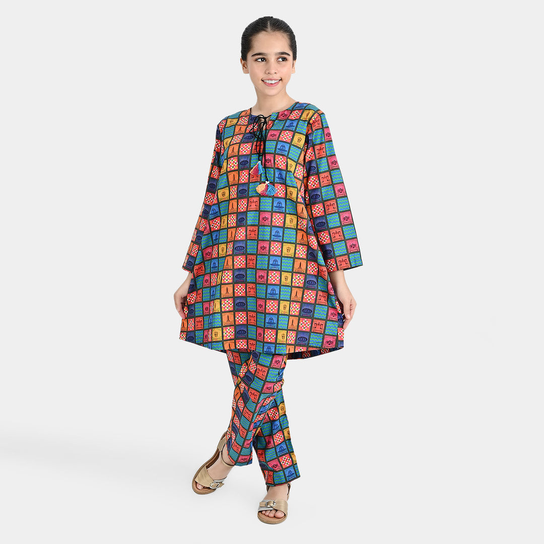 Girls 2Pcs Funky Tickets Suit – Multi