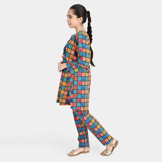 Girls 2Pcs Funky Tickets Suit – Multi