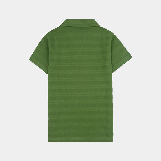 Boys Jacquard Polo T-Shirt (Basic) - Olive/Green