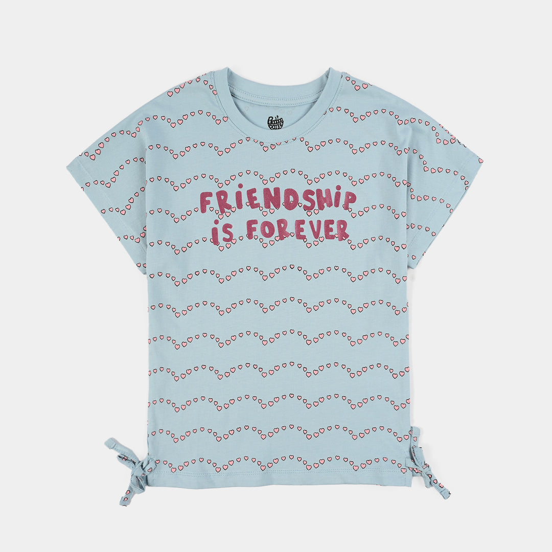 Girls Jersey/Terry T-Shirt (Friendship) - Blue