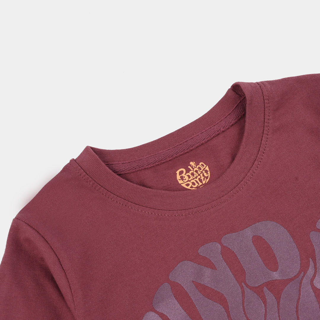 Girls Jersey/Terry T-Shirt (Find Me) - Maroon