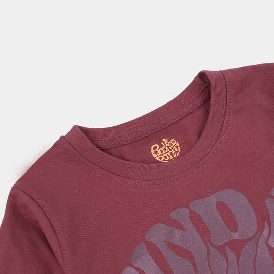 Girls Jersey/Terry T-Shirt (Find Me) - Maroon