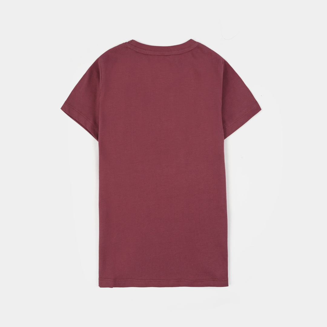 Girls Jersey/Terry T-Shirt (Find Me) - Maroon