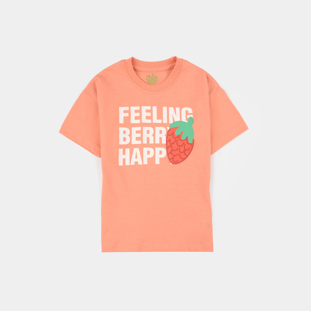 Infant Girls Cotton Jersey T-Shirt (Feeling Berry) - Peach