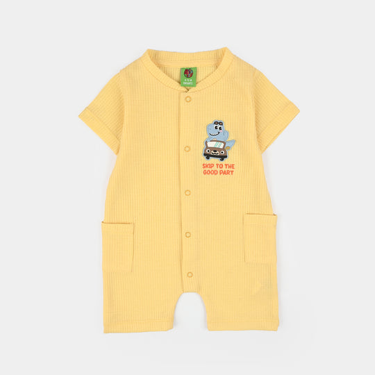 Infant Boys Waffle Thermal Romper (Skip To The Good Part) - Yellow