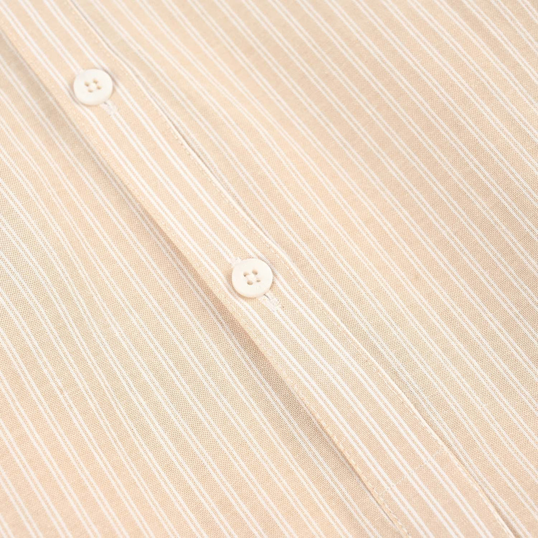 Boys Yarn Dyed Basic Kurta (Stripe) - Beige