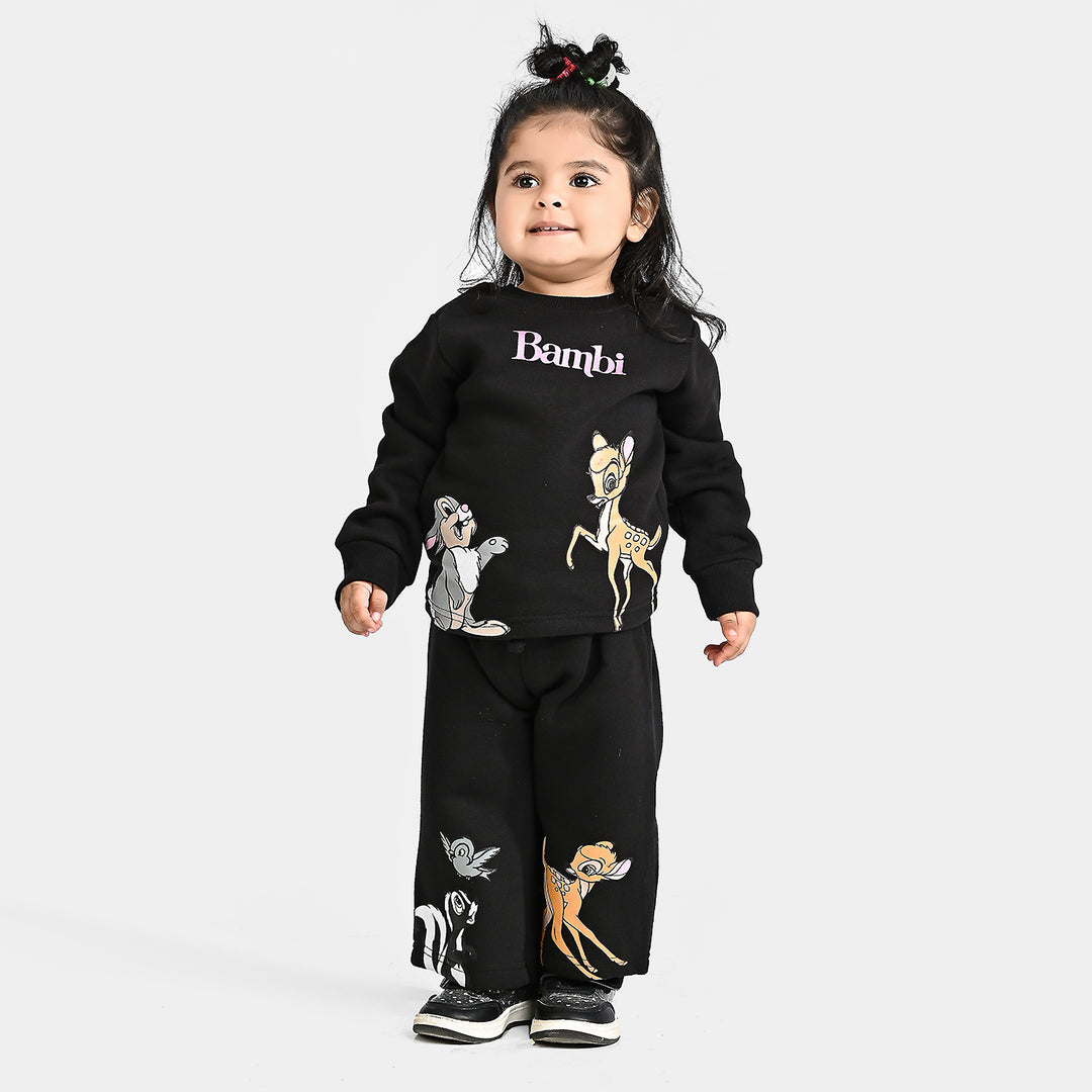 Infant Girls Fleece Knitted Suit Bambi-Jet Black