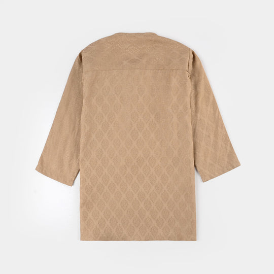 Infant Boys Jacquard Kurta Pajama (Khas) - Beige