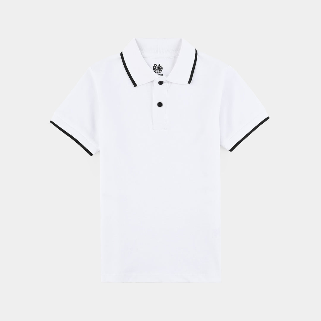 Boys Jumbo Pique Polo Basic-White