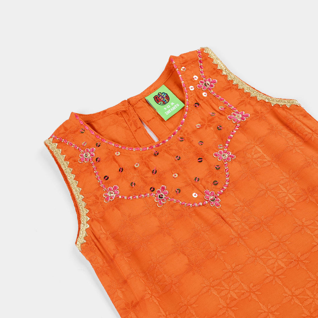 Infant Girls Jacquard 2-Piece Suit (Choti) - Rust/Orange