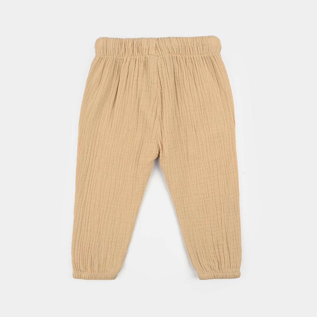 Infant Boys Gauze Pants Jogger Style - Beige