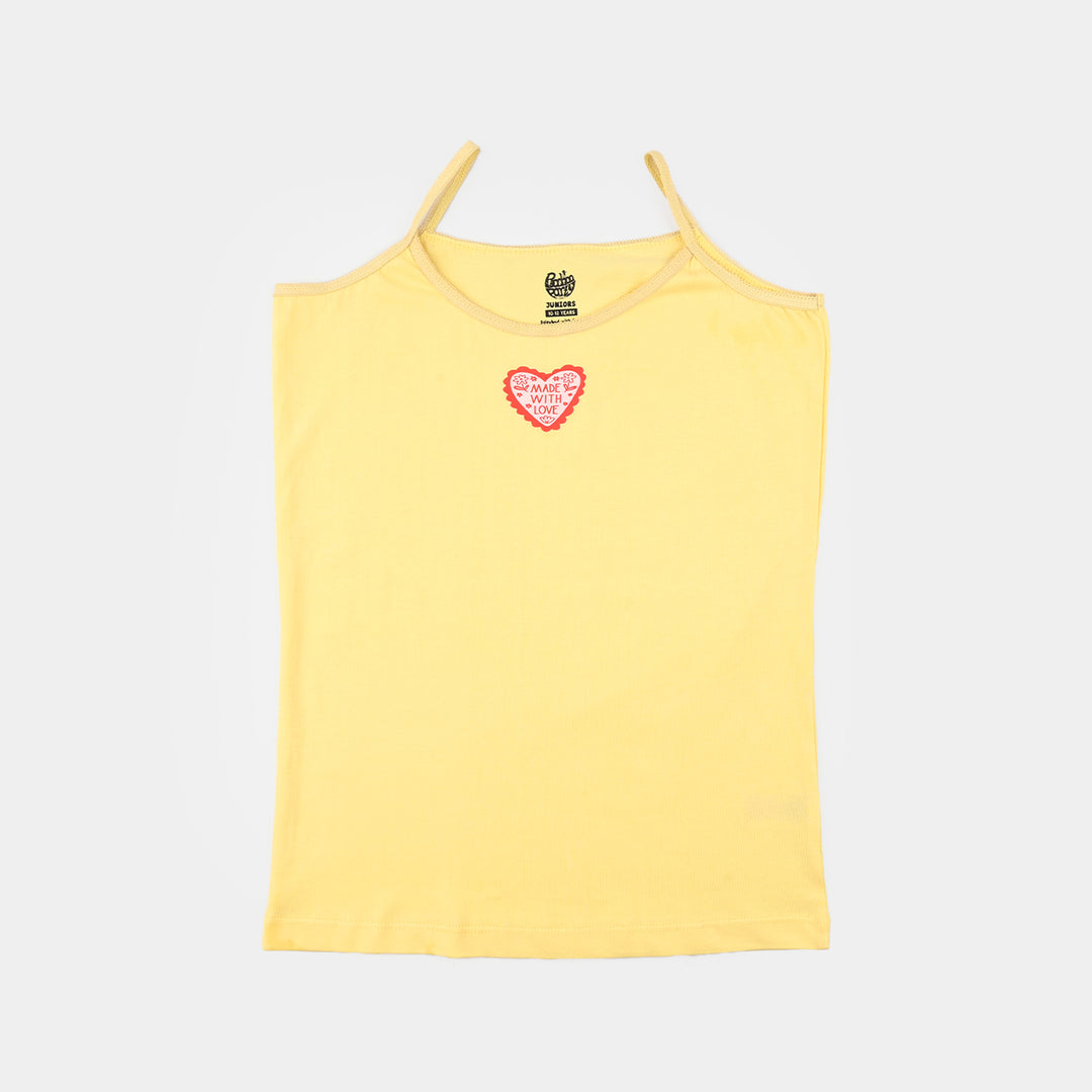 Girls Cotton Jersey Cami Hearted (Pack of 2) - Yellow/White