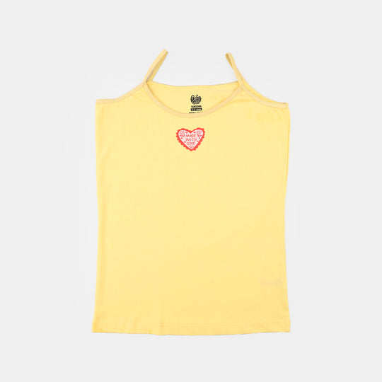 Girls Cotton Jersey Cami Hearted (Pack of 2) - Yellow/White