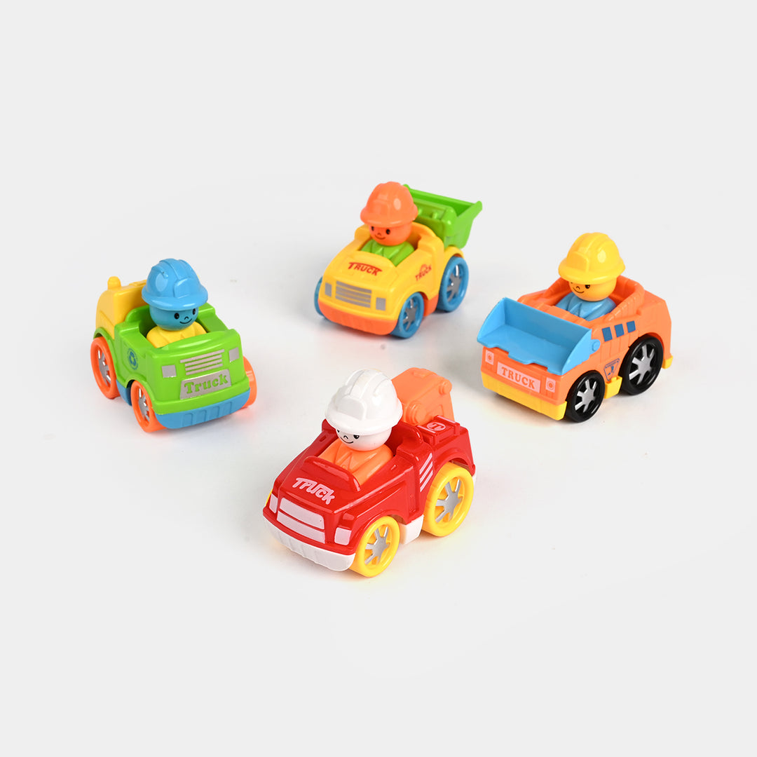 4PCs Friction-Powered Vehicle Set | Safe & Fun for Kids