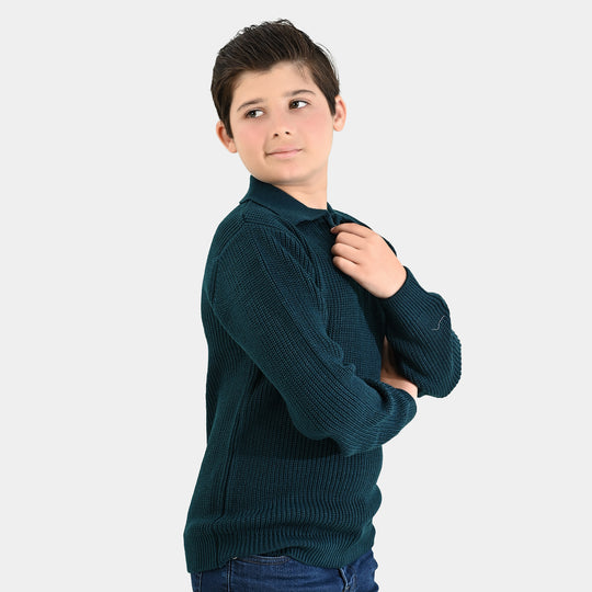 Boys Acrylic Sweater-Crystal Teal - Teal