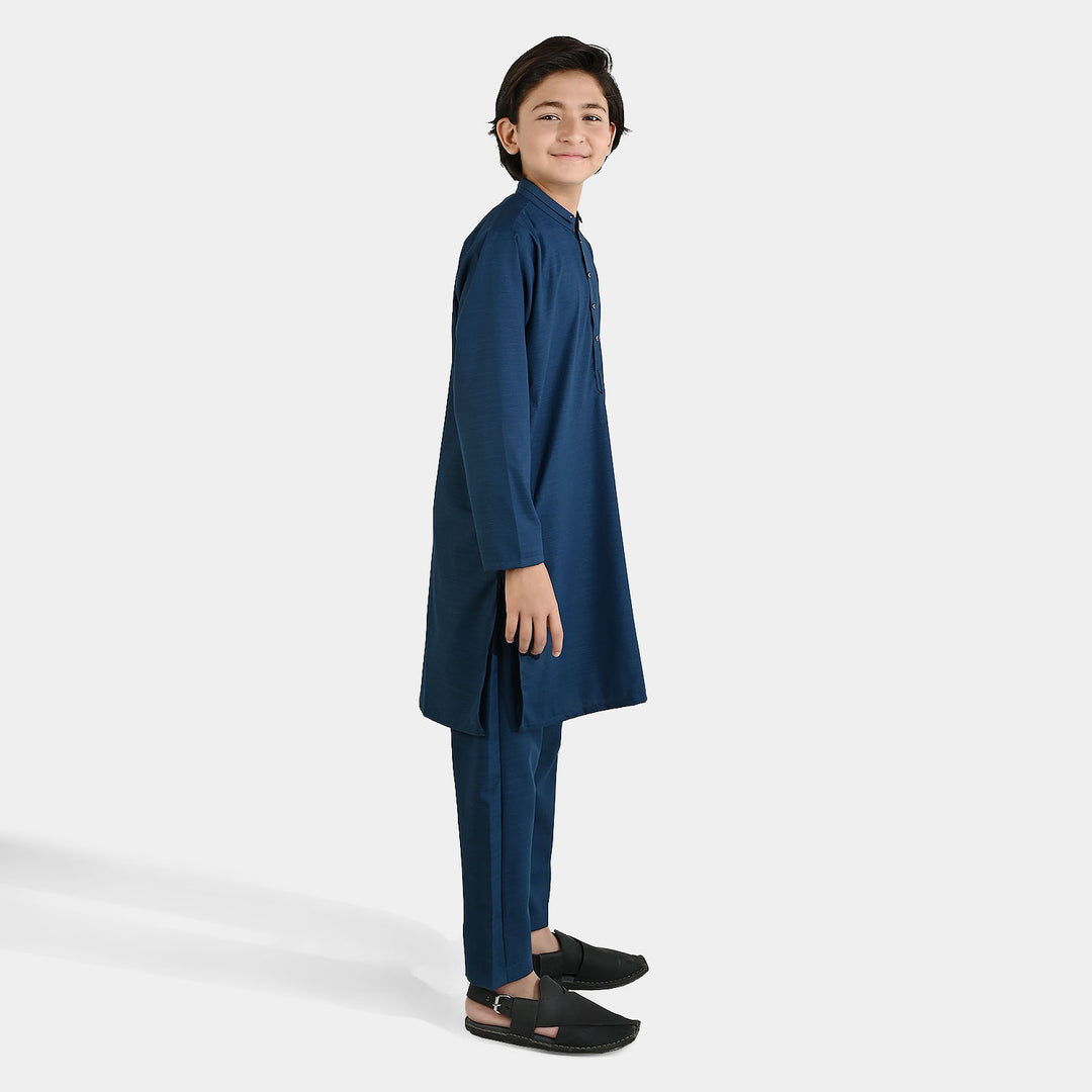 Teens Boys Poly Viscose Kurta Pajama (Cut N Sew) – Teal Blue