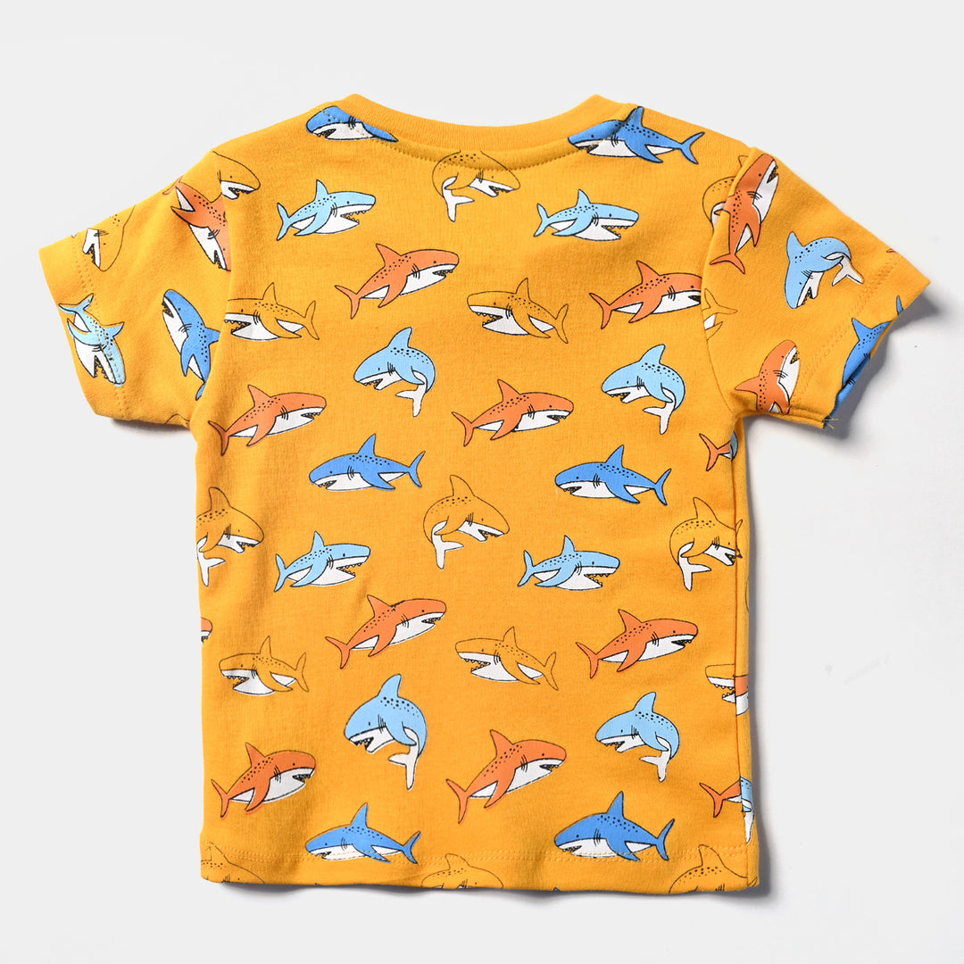 Infant Boys Cotton Interlock 2 Piece Set Baby Shark-Citrus