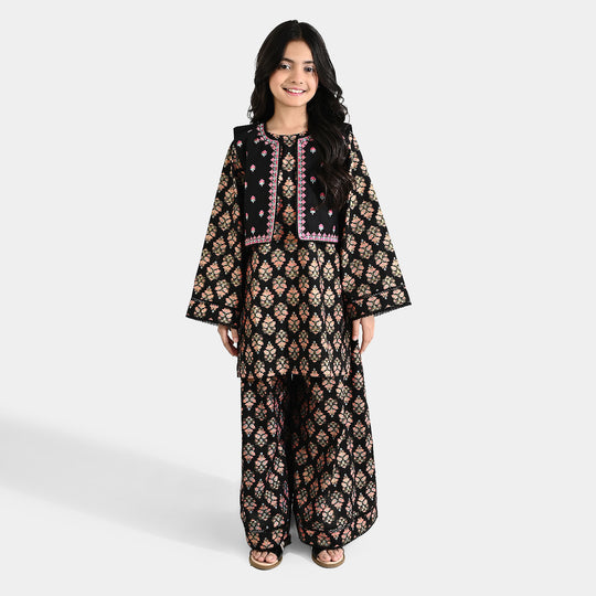 Girls Cotton 3Pcs (Rang) - Black