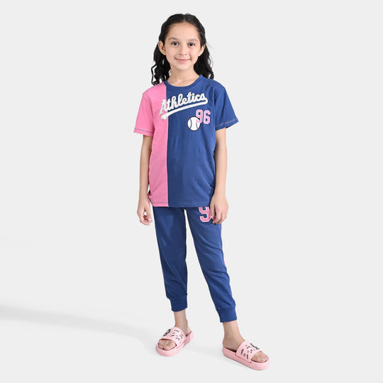 Girls Jersey/Terry 2 Piece Suit Athletic-True Navy