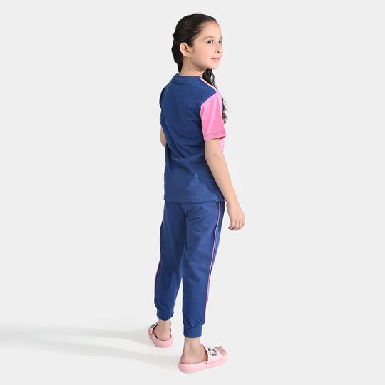Girls Jersey/Terry 2 Piece Suit Athletic-True Navy