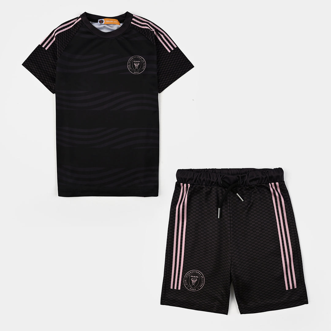Boys Polyester Jersey 2 Piece Suit-BLACK