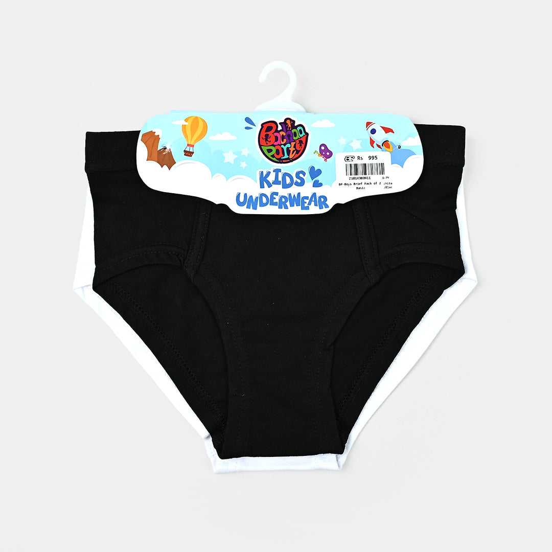 Boys Cotton Jersey Brief Pack of 2 Basic - White/Black