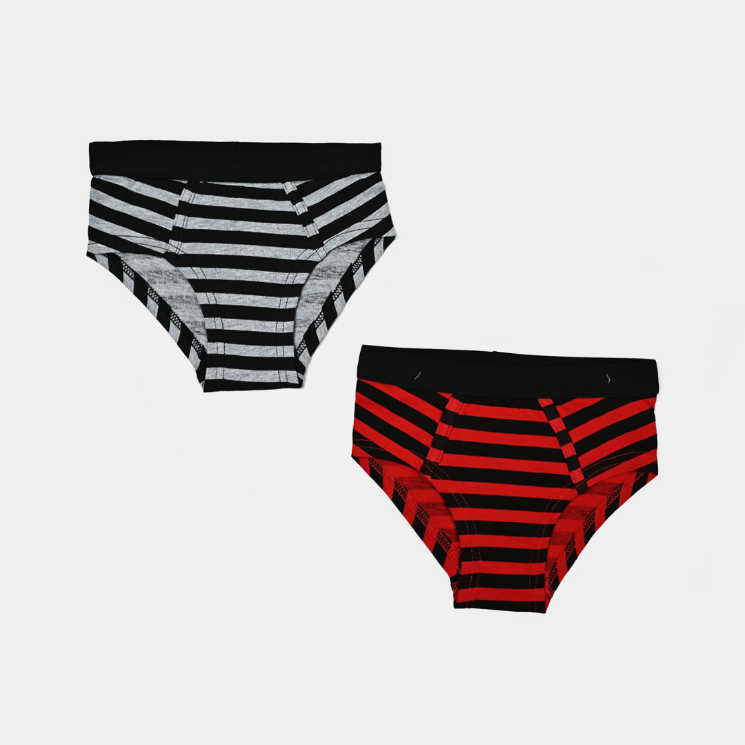 Boys Cotton Jersey Brief Pack of 2 Stripes - Black/red