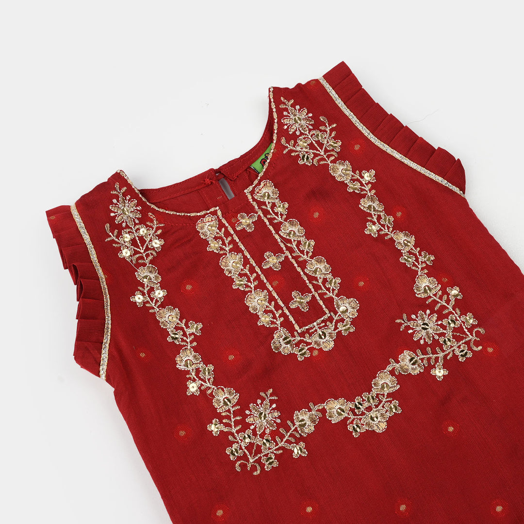 Infant Girls Jacquard 2-Piece Suit (Khumaar) - Red