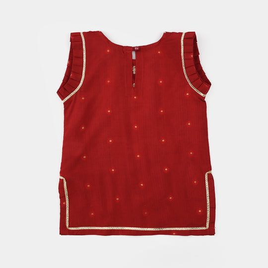Infant Girls Jacquard 2-Piece Suit (Khumaar) - Red