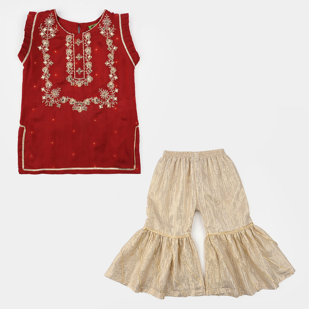 Infant Girls Jacquard 2-Piece Suit (Khumaar) - Red