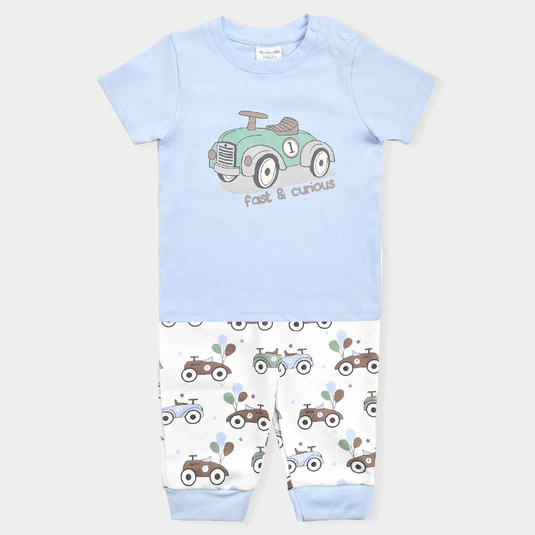 Infant Boys Cotton Interlock Suit -L.Blue