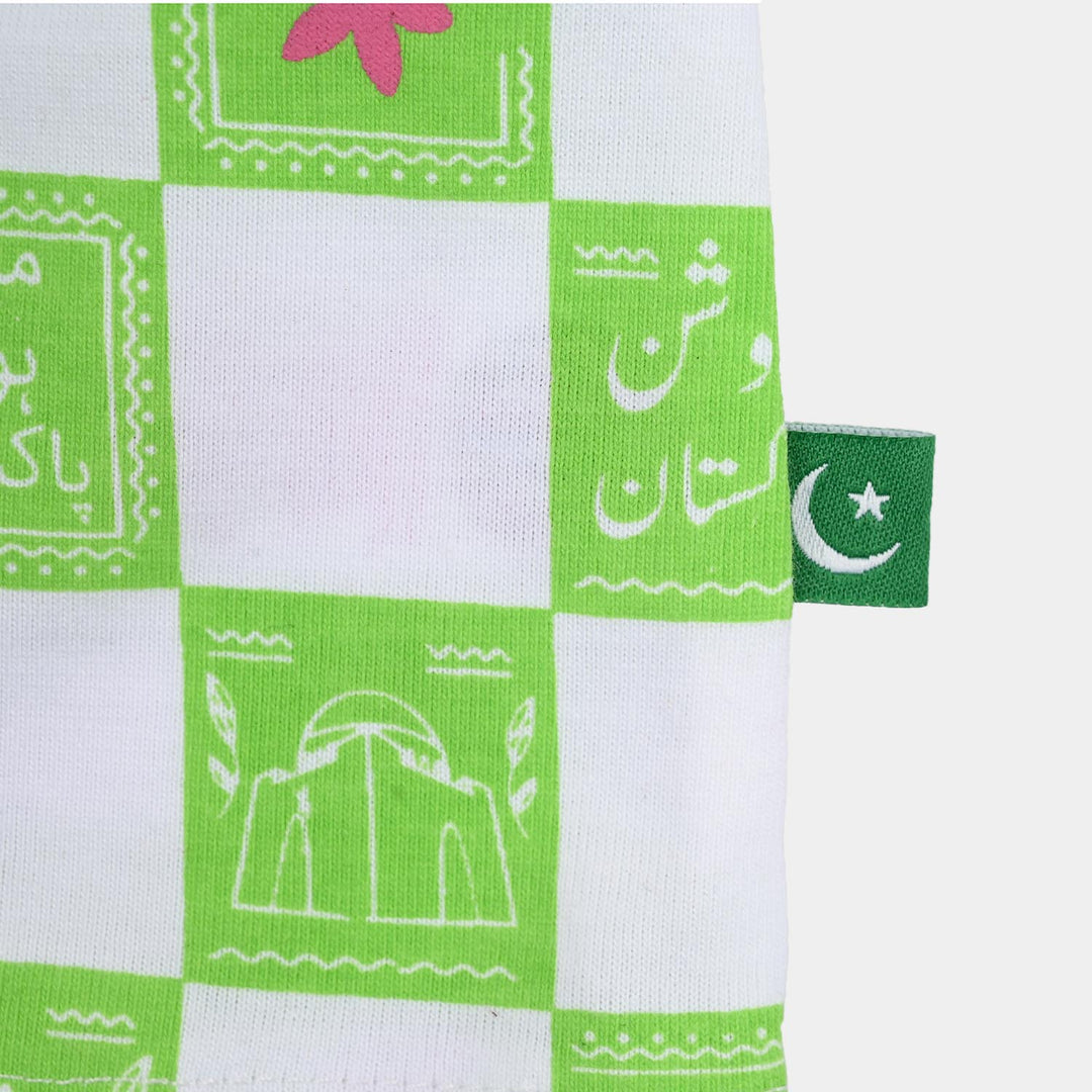 Infant Girls Roshan Pakistan T-Shirt – Green & White