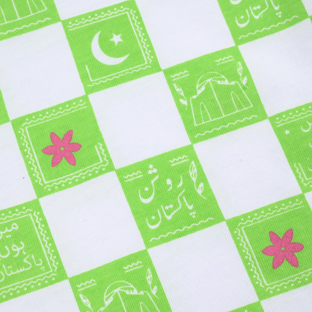 Infant Girls Roshan Pakistan T-Shirt – Green & White