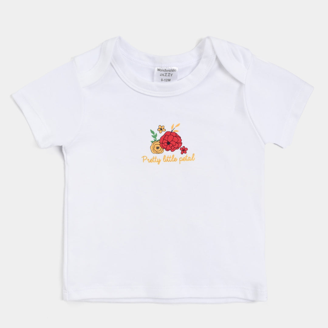 Infant Girls Cotton Interlock 3PCs Set-White