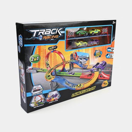 Track Set With 4Pcs Alloy Car For Kids