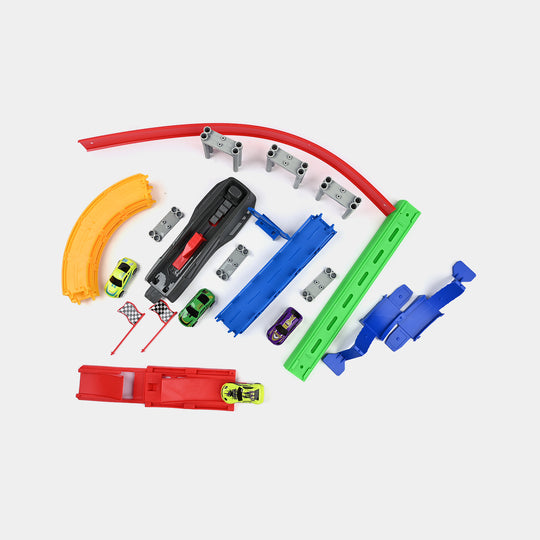 Track Set With 4Pcs Alloy Car For Kids