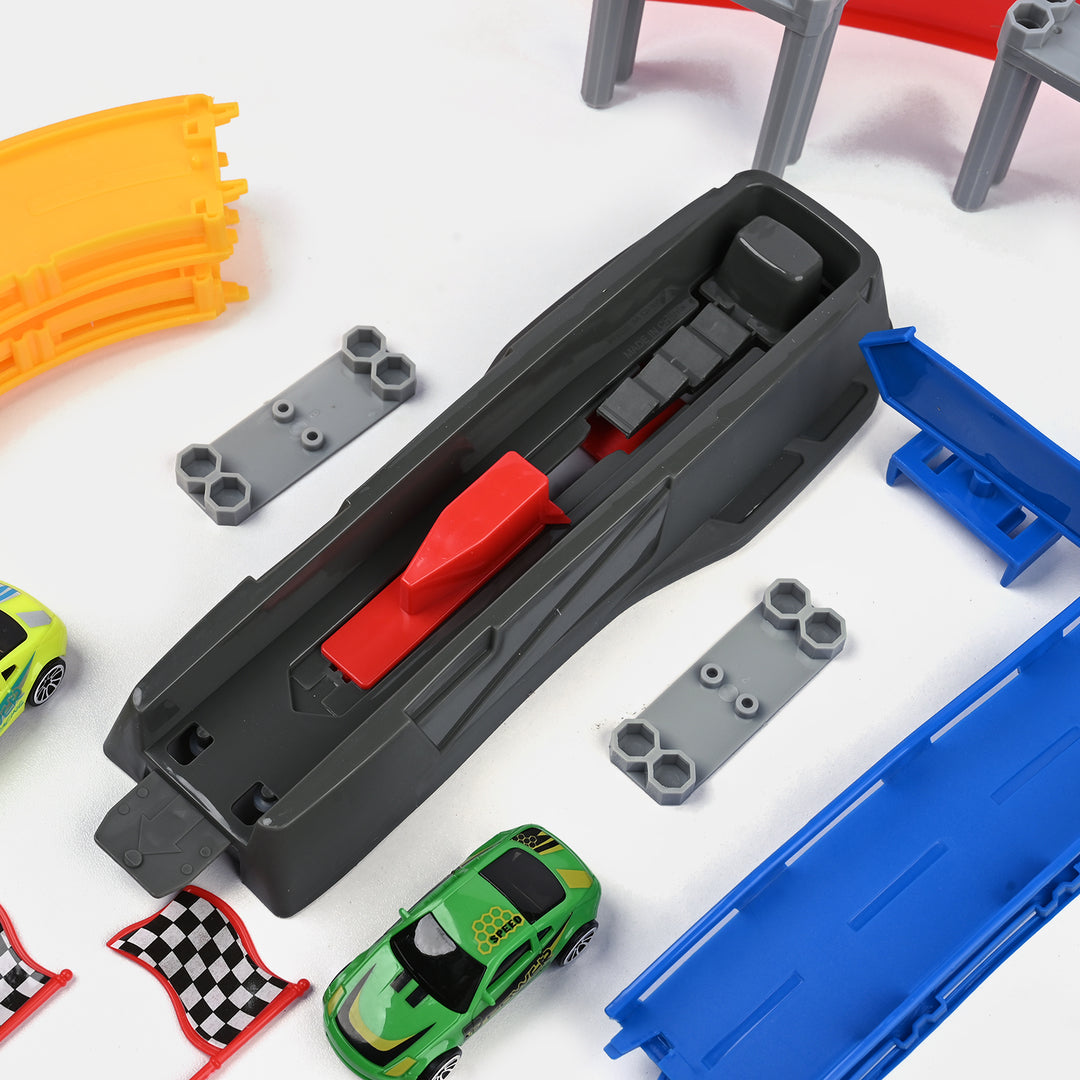 Track Set With 4Pcs Alloy Car For Kids