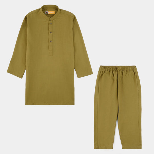 Boys Poly Viscose Kurta Pajama (Twill Tape) - Green