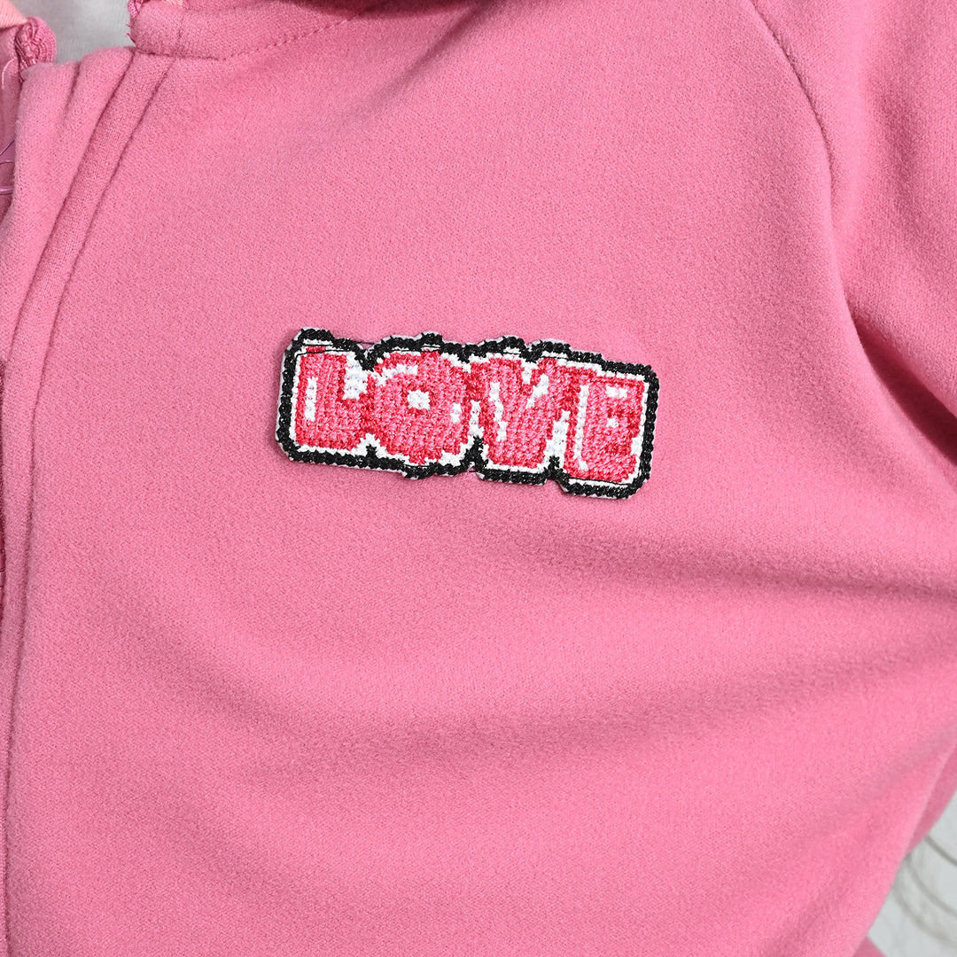 Girls Velour Jacket Love - Pink