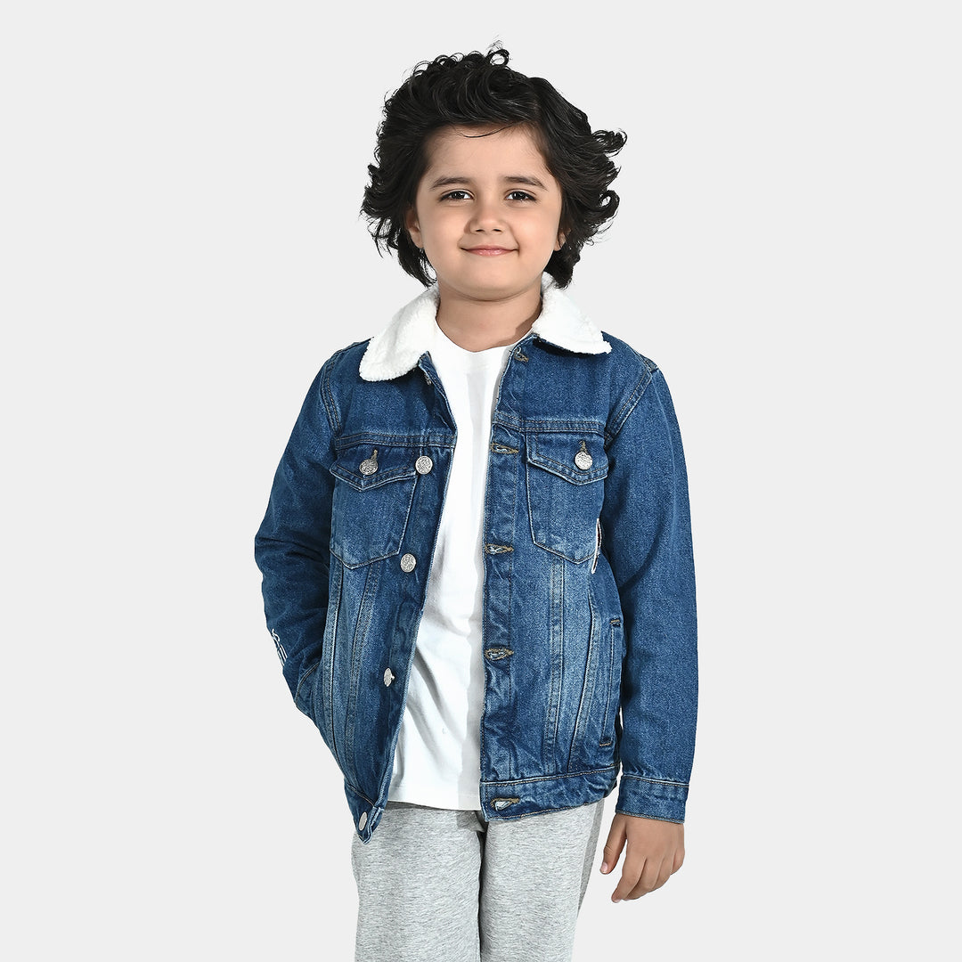 Boys Denim Stretch Jacket (Spidey) - Mid Blue