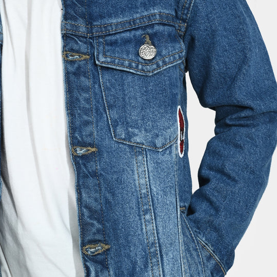 Boys Denim Stretch Jacket (Spidey) - Mid Blue