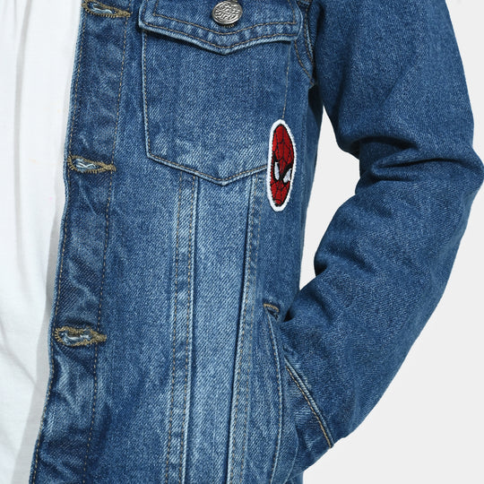 Boys Denim Stretch Jacket (Spidey) - Mid Blue