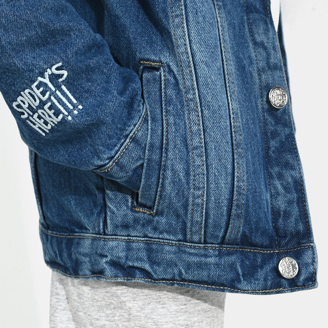 Boys Denim Stretch Jacket (Spidey) - Mid Blue