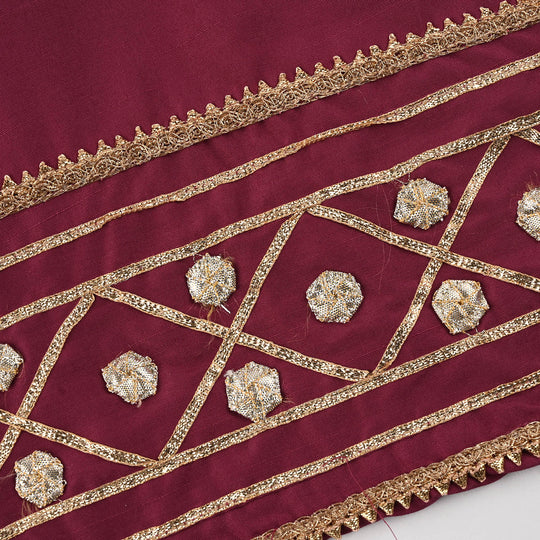 Girls Raw Silk 3-Piece Set (Jahan Ara) - Burgundy