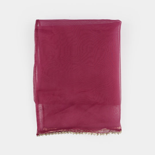 Girls Raw Silk 3-Piece Set (Jahan Ara) - Burgundy