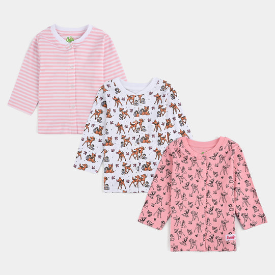 Infant Girls Cotton Interlock Bambi Cardigan Pack OF 3 - Pink & White