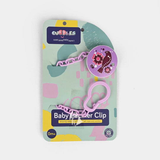 Baby Pacifier Clip W/Chain Purple