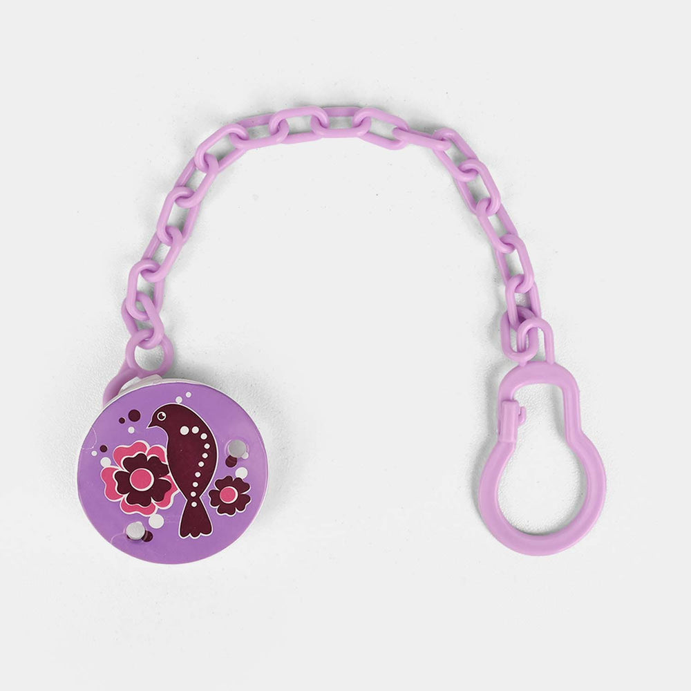 Baby Pacifier Clip W/Chain Purple