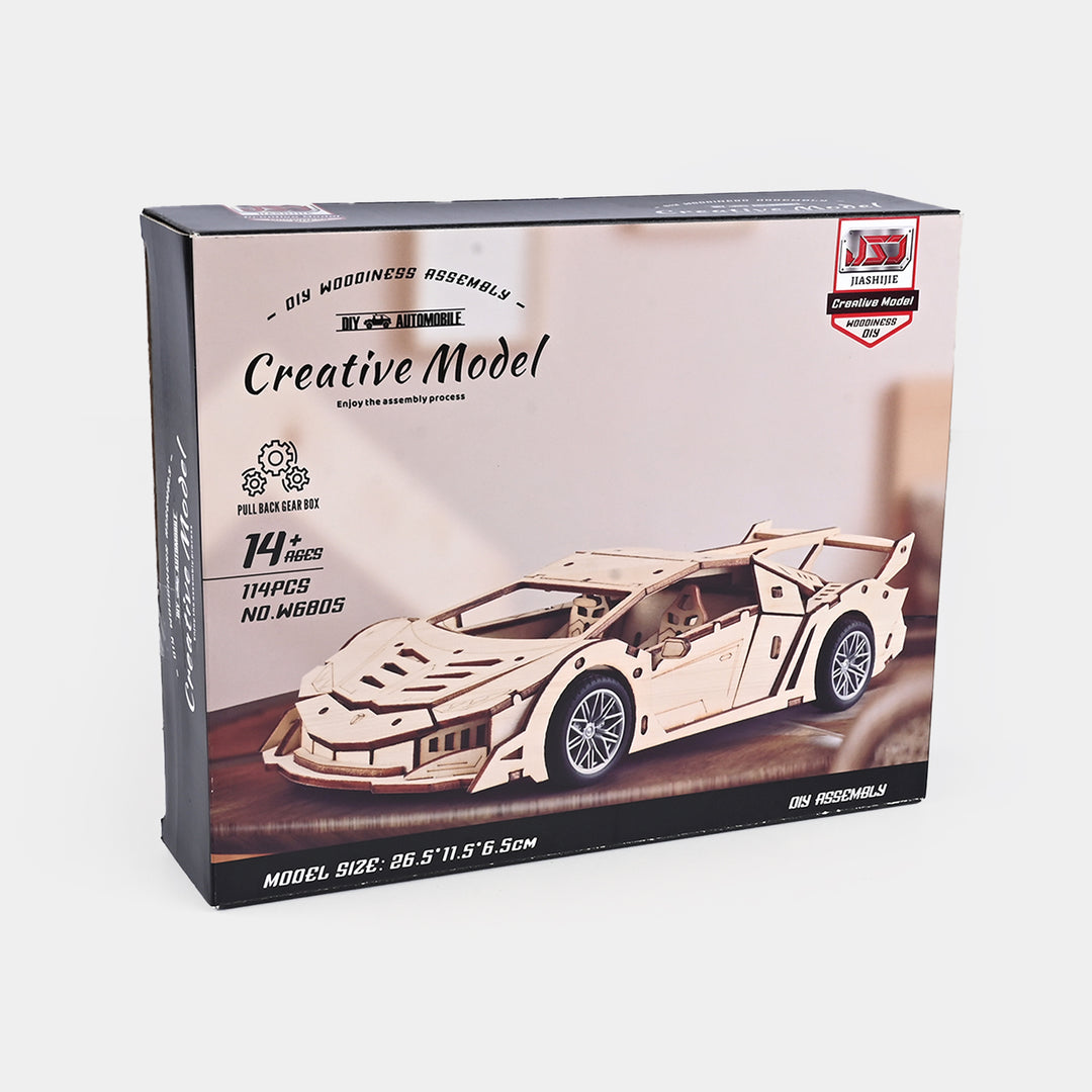 3D Wooden Pull-Back Race Car Kit For Kids
