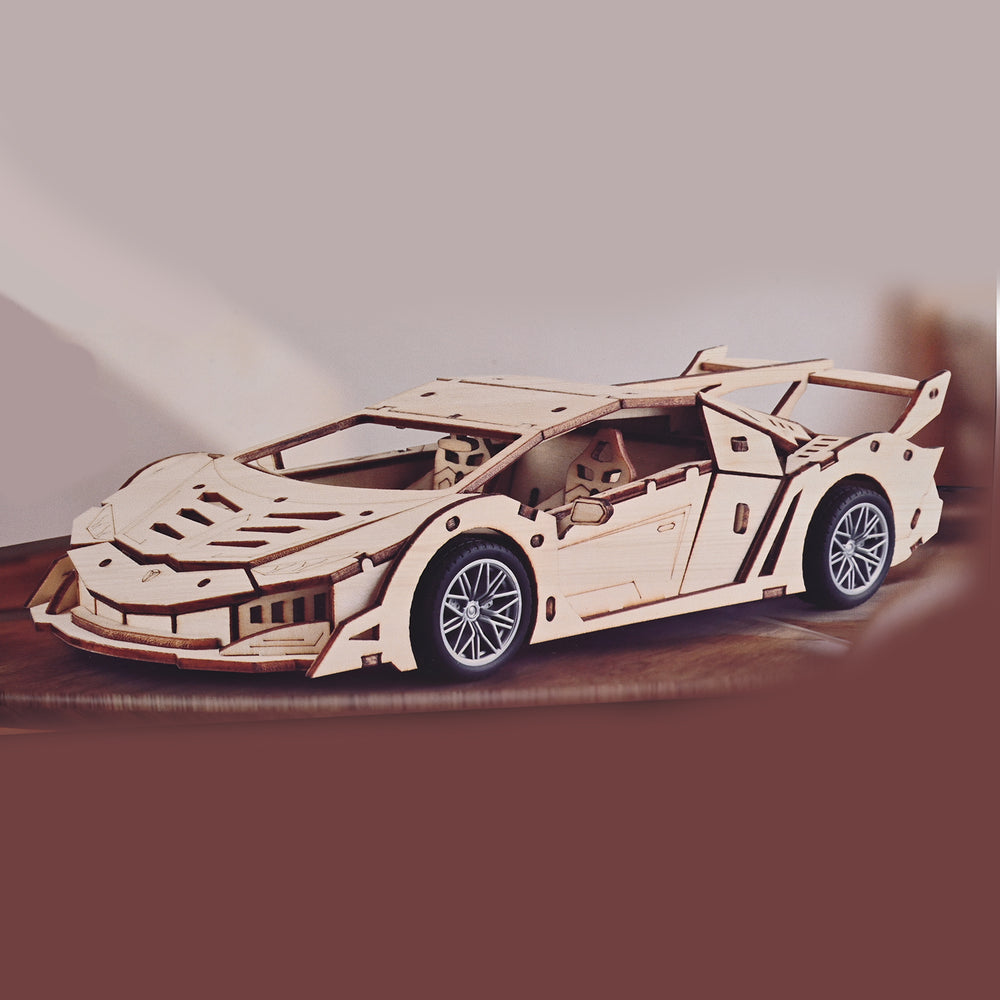 3D Wooden Pull-Back Race Car Kit For Kids
